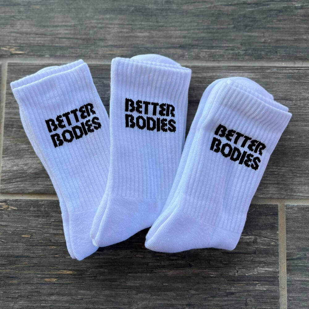 Better Bodies Crew Socks 3-pack, White ryhmässä Treenivälineet / Urheiluvaatteet @ Tillskottsbolaget (BB566773)