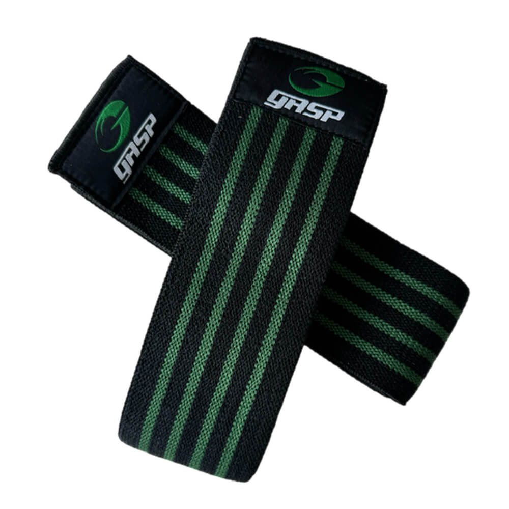 GASP Knee Wraps, Black/Green ryhmässä Treenivälineet / Polvisuojat & Tuet @ Tillskottsbolaget (GASP5674)