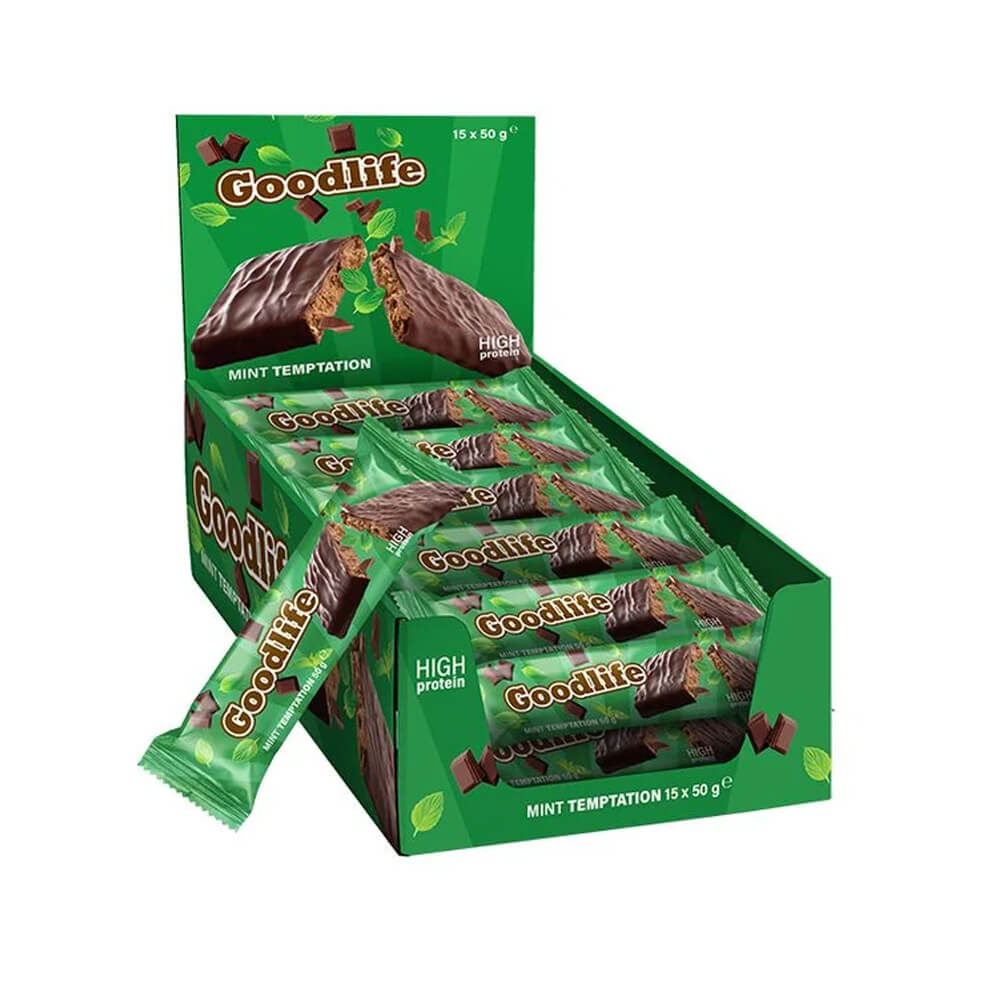 15 x Goodlife Proteinbar, 50 g (Mint Temptation) ryhmässä Patukat / Proteiinipatukat @ Tillskottsbolaget (GOODLIFE6554)