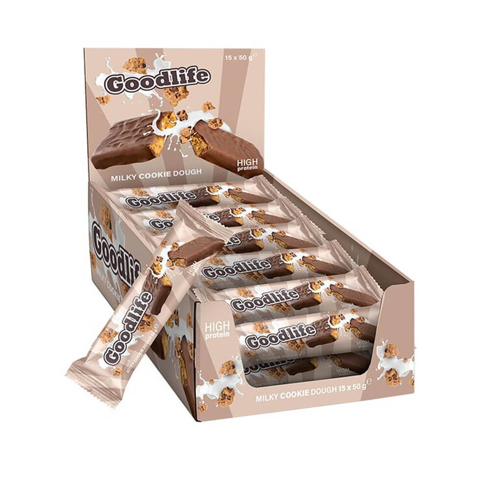 15 x Goodlife Proteinbar, 50 g (Milky Cookie Dough) ryhmässä Patukat / Proteiinipatukat @ Tillskottsbolaget (GOODLIFE8633)