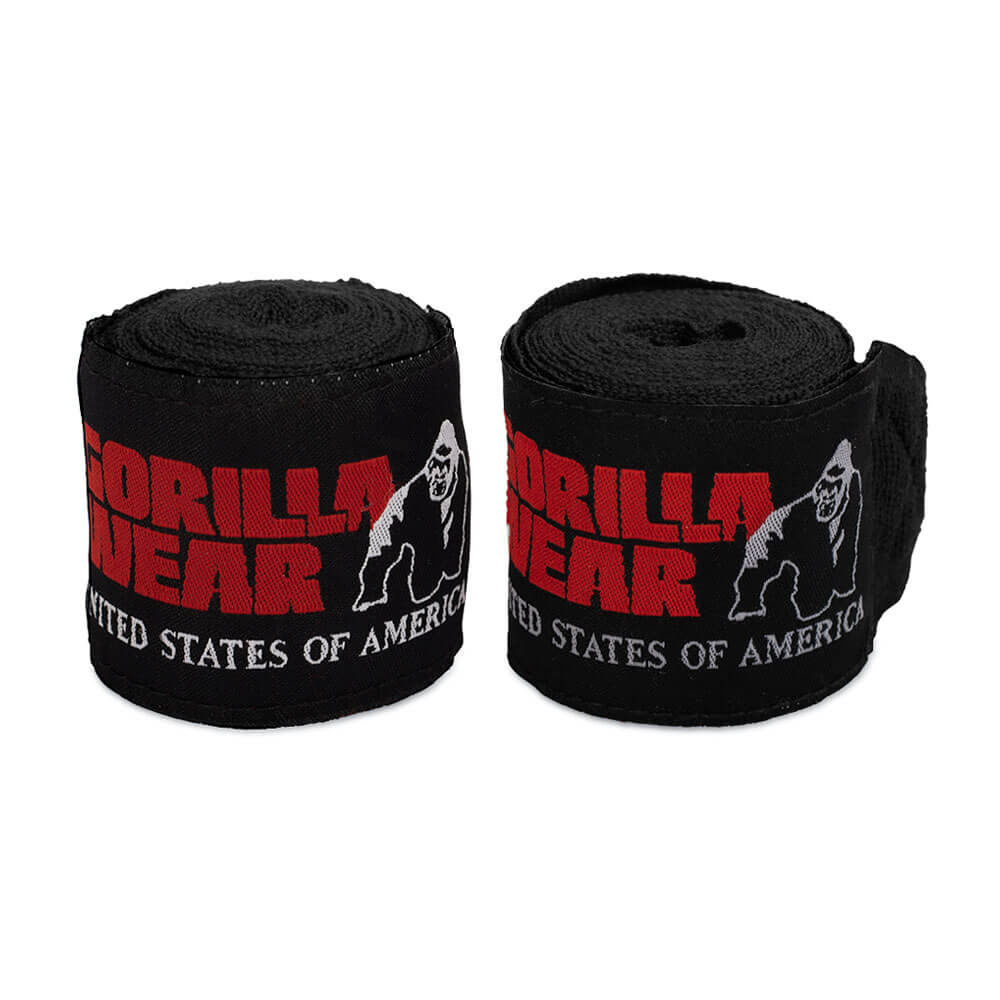 Gorilla Wear Boxing Hand Wraps, black - 4 m ryhmässä Treenivälineet / Rannetukisiteet @ Tillskottsbolaget (GORILLA6530)