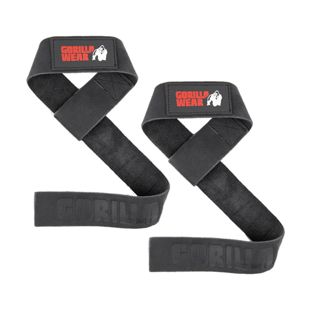 Gorilla Wear Gear Leather Lifting Straps, Black ryhmässä Treenivälineet / Vetoremmit & Otteet @ Tillskottsbolaget (GORILLA7832)