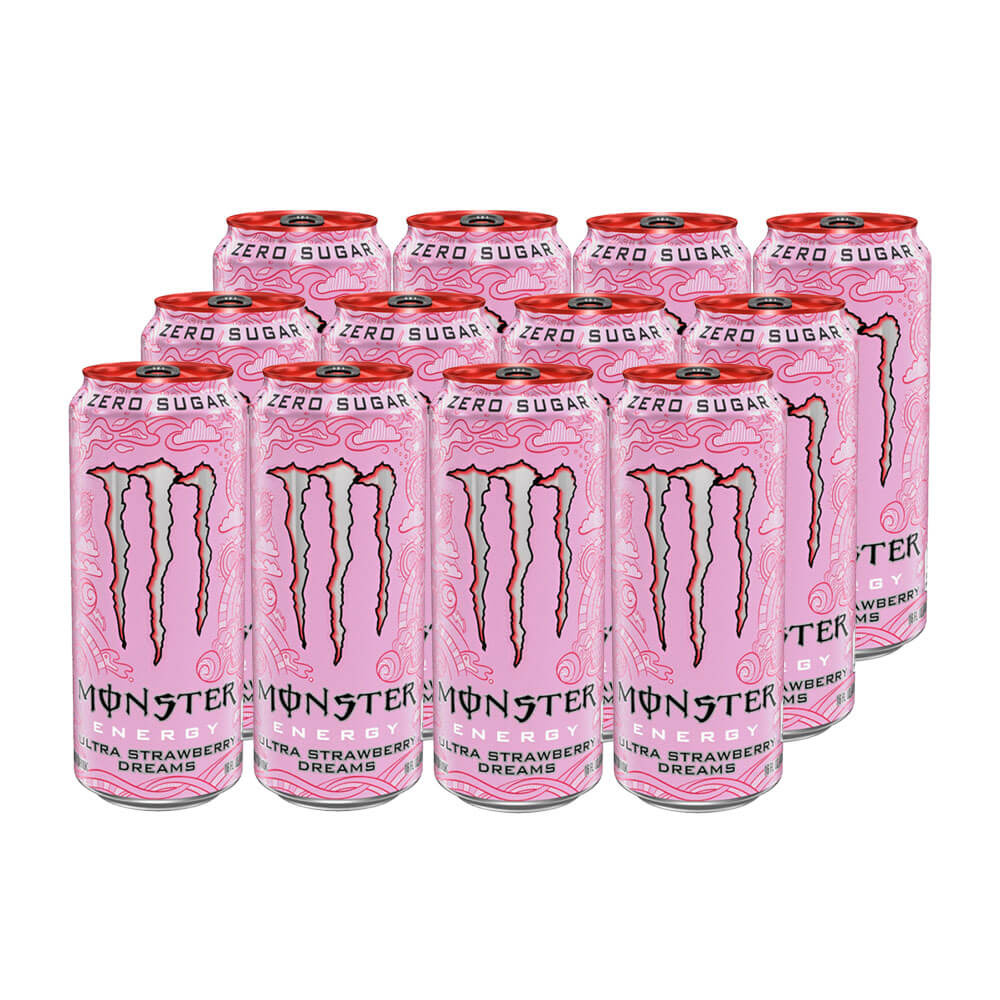 12 x Monster Energy, 500 ml (Ultra Strawberry Dreams) ryhmässä Teematuotteet / Gluteenittomat Ravintolisät @ Tillskottsbolaget (MONSTER7684)