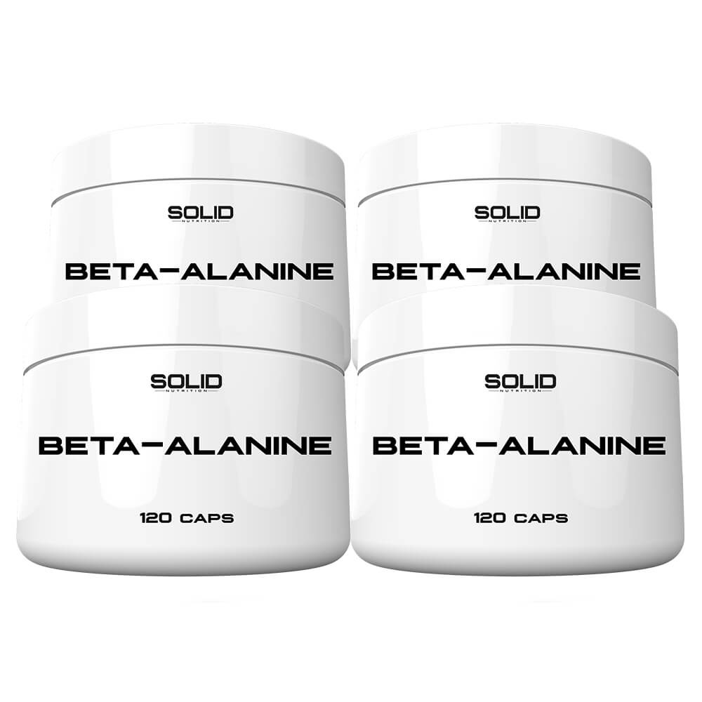 4 x SOLID Nutrition Beta-Alanine, 120 mega caps ryhmässä Teematuotteet / Gluteenittomat Ravintolisät @ Tillskottsbolaget (SOLID67832)