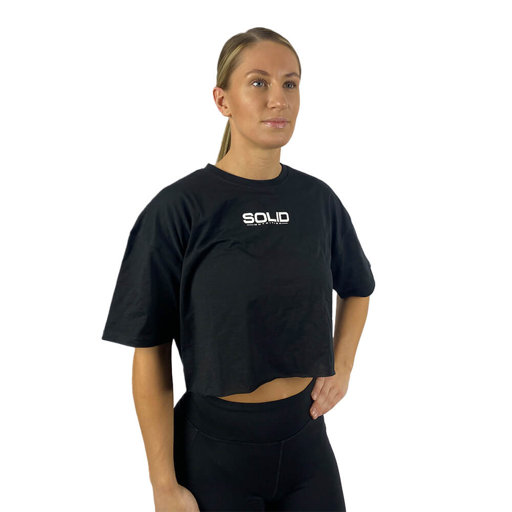 SOLID Nutrition Cropped Tee, black/white ryhmässä Treenivälineet / Urheiluvaatteet @ Tillskottsbolaget (SOLID78453)