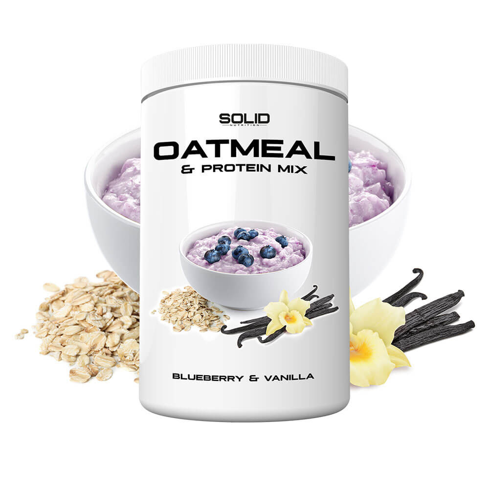 SOLID Nutrition Oatmeal & Protein Mix, 750 g (Blueberry & Vanilla) ryhmässä Ravintolisät & Elintarvikkeet / Elintarvikkeet / Proteiinipuuro @ Tillskottsbolaget (SOLID80254-1)