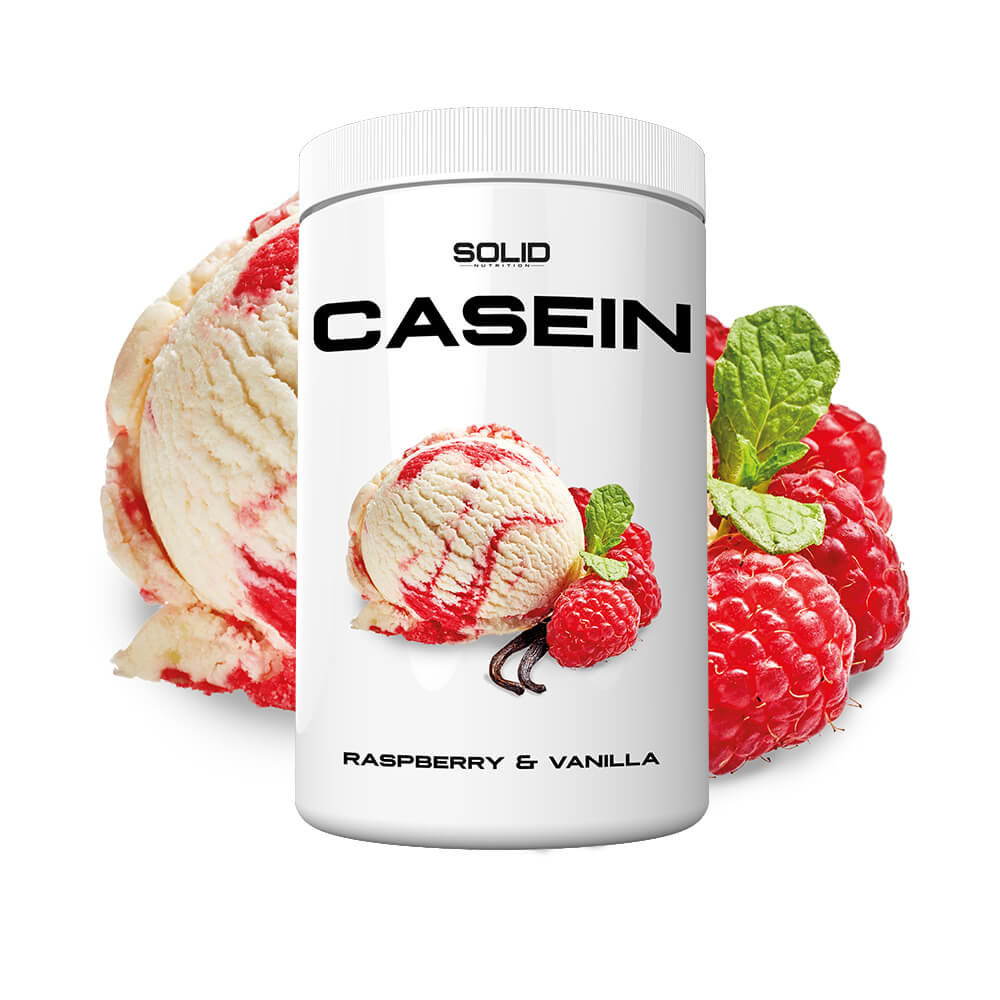 SOLID Nutrition Casein, 750 g (Raspberry & Vanilla) ryhmässä Ravintolisät & Elintarvikkeet / Proteiinijauhe / Kaseiiniproteiini @ Tillskottsbolaget (SOLIDCASEIN1-10)