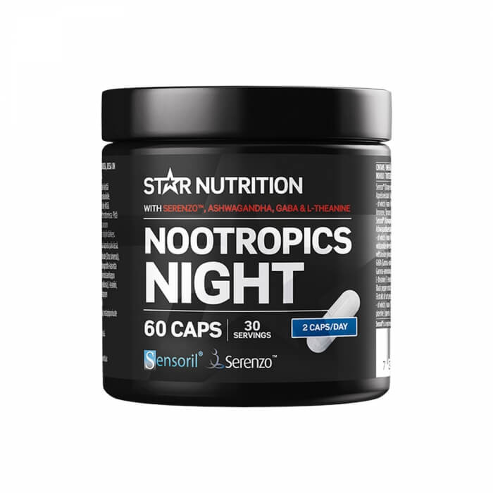 Star Nutrition Nootropics Night, 60 caps ryhmässä Ravintolisät & Elintarvikkeet / Suorituskyvyn parantajat / Aivotehostajat @ Tillskottsbolaget (STAR7453)