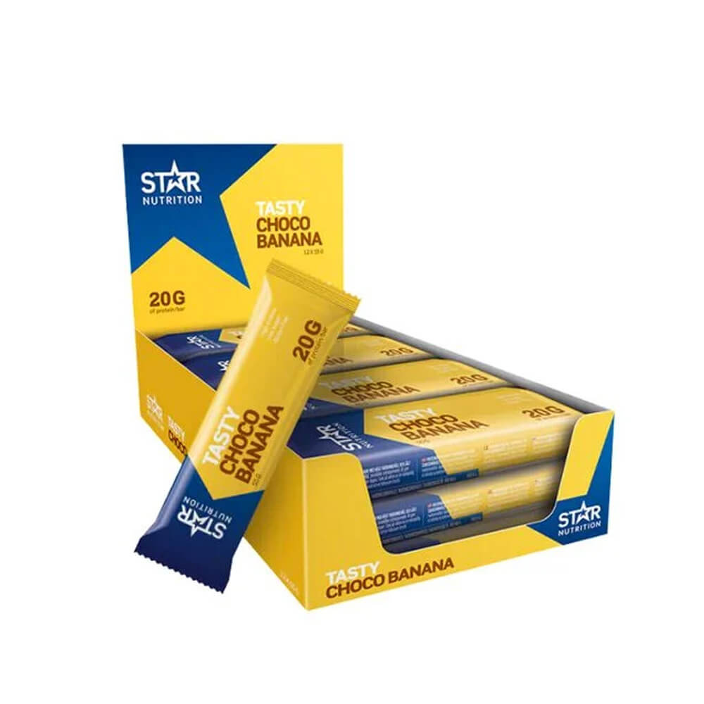 12 x Star Nutrition Protein Bar, 55 g (Choco Banana) ryhmässä Patukat / Proteiinipatukat @ Tillskottsbolaget (STAR754454)