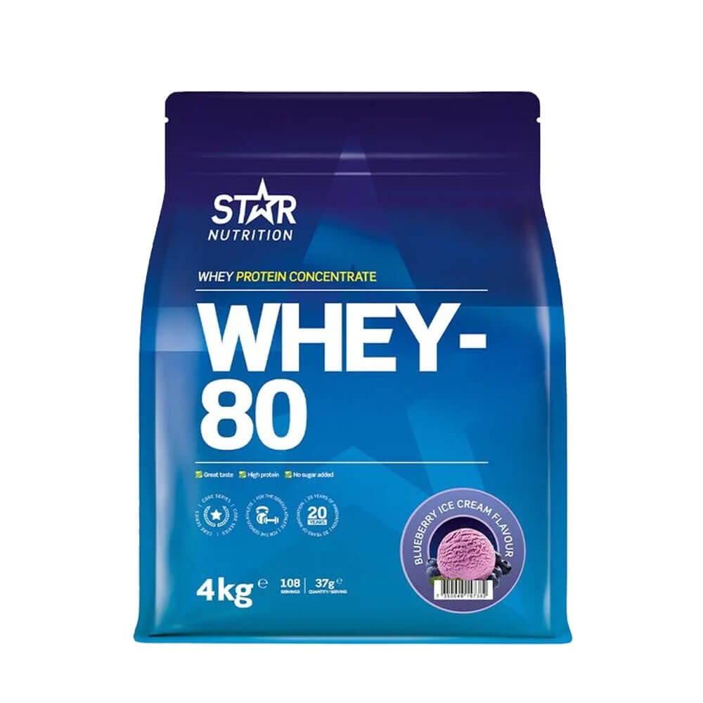 Star Nutrition Whey-80, 4 kg ryhmässä Ravintolisät & Elintarvikkeet / Proteiinijauhe / Heraproteiini / Whey protein @ Tillskottsbolaget (STAR8422)