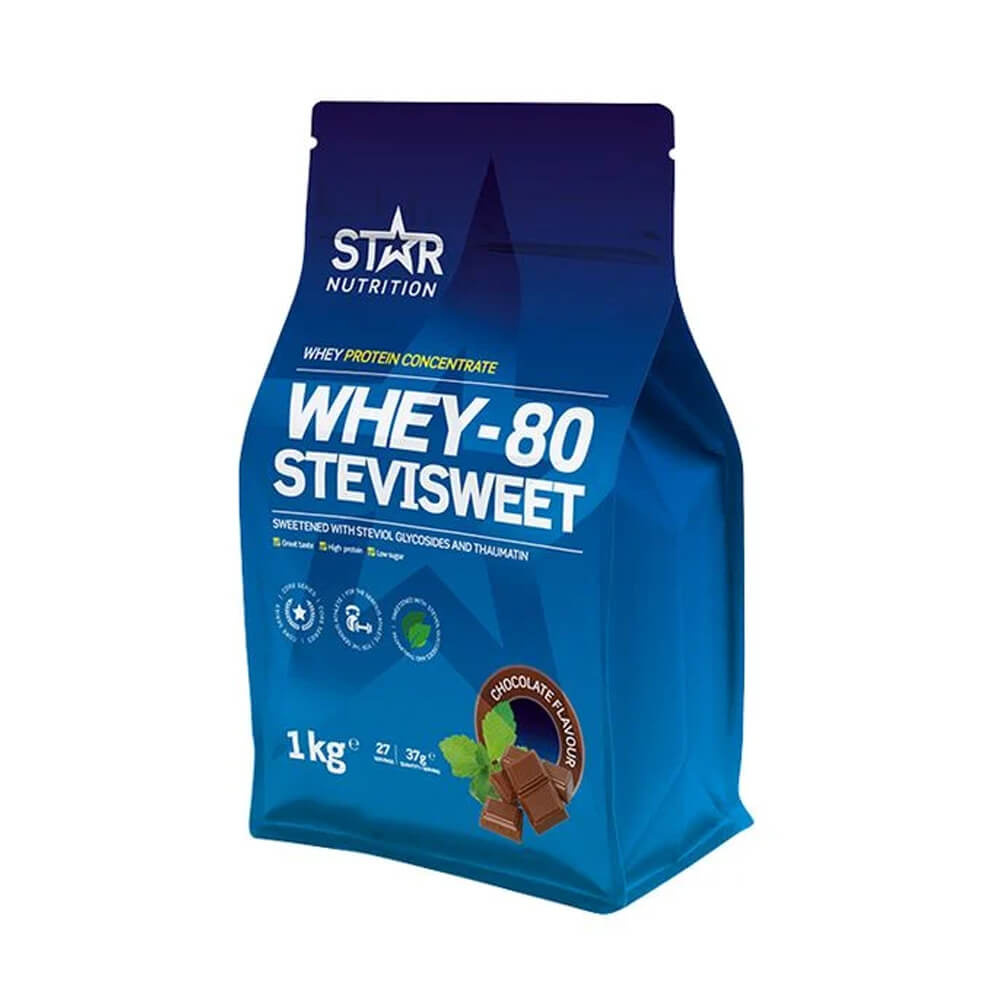 Star Nutrition Whey-80 SteviSweet, 1 kg ryhmässä Ravintolisät & Elintarvikkeet / Proteiinijauhe / Heraproteiini / Whey protein @ Tillskottsbolaget (STAR87894)